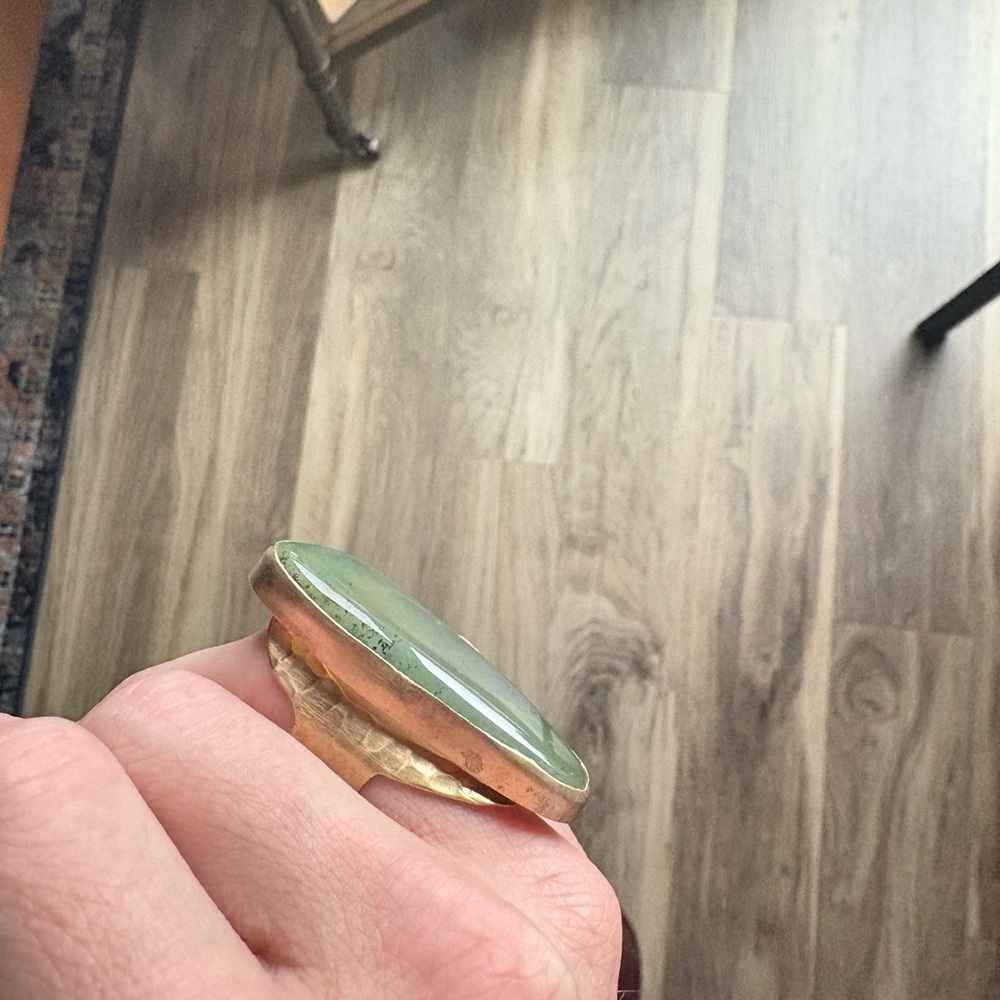 Green Agate/Chalcedony Statement Ring - Adjustable - image 3